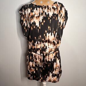 DEREK LAM BY DESIGN NATION Tunic Dress Drawstring Waist Black Beige/Tan Size XS